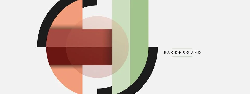 Geometric shapes composition abstract background. Circles lines and rectangles Illustrazione stock
