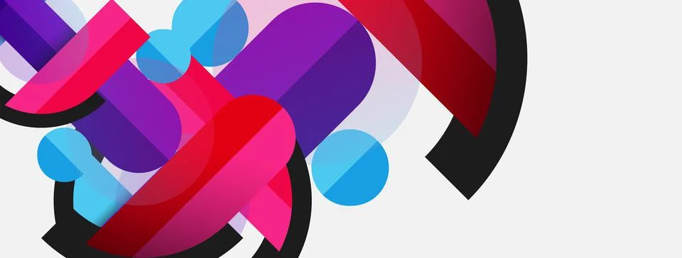 Geometric shapes composition abstract background. Circles lines and rectangles Illustrazione stock
