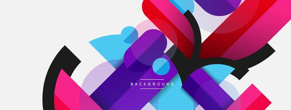 Geometric shapes composition abstract background. Circles lines and rectangles Illustrazione stock