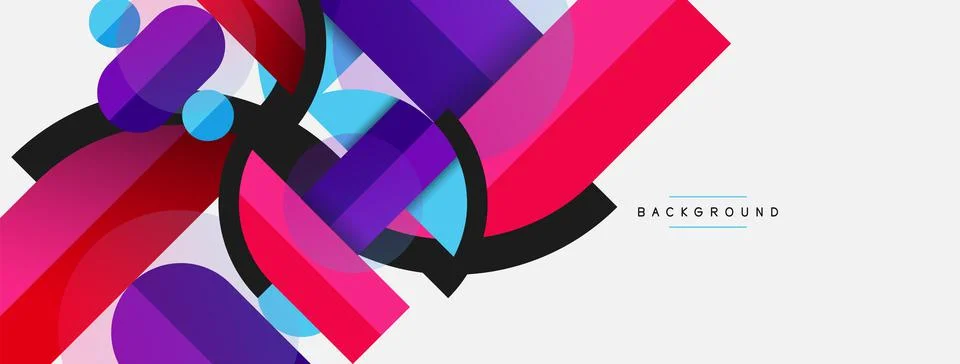 Geometric shapes composition abstract background. Circles lines and rectangles イラスト素材