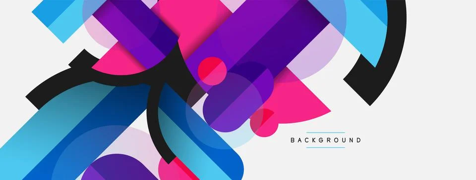 Geometric shapes composition abstract background. Circles lines and rectangles Stock Illustration