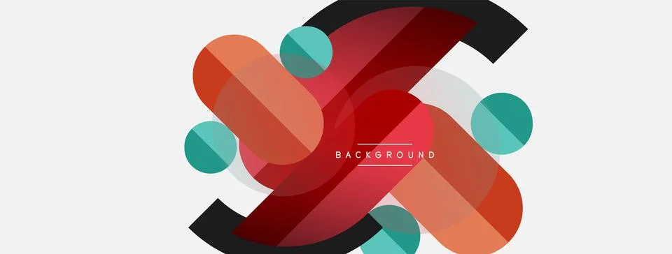 Geometric shapes composition abstract background. Circles lines and rectangles Illustrazione stock