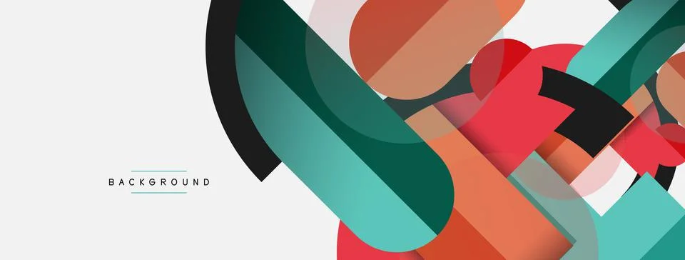 Geometric shapes composition abstract background. Circles lines and rectangles Illustrazione stock
