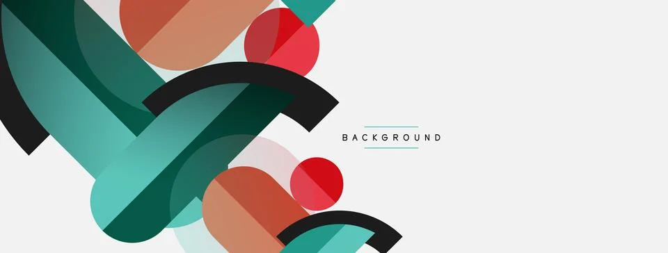 Geometric shapes composition abstract background. Circles lines and rectangles 스톡 일러스트