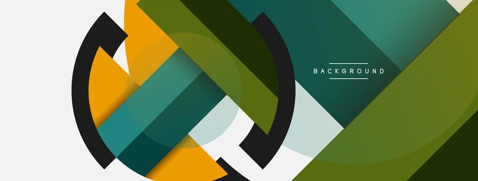 Geometric shapes composition abstract background. Circles lines and rectangles Stock Illustration
