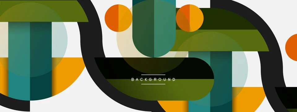 Geometric shapes composition abstract background. Circles lines and rectangles Illustrazione stock