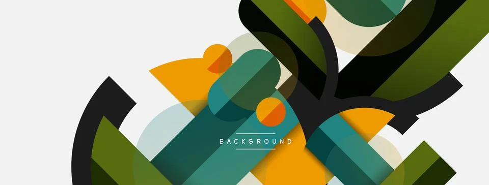 Geometric shapes composition abstract background. Circles lines and rectangles Stock Illustration