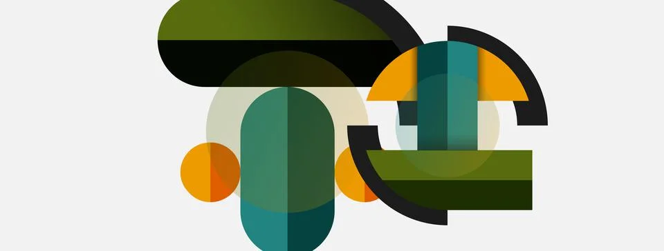 Geometric shapes composition abstract background. Circles lines and rectangles Illustrazione stock
