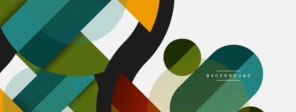 Geometric shapes composition abstract background. Circles lines and rectangles Illustrazione stock