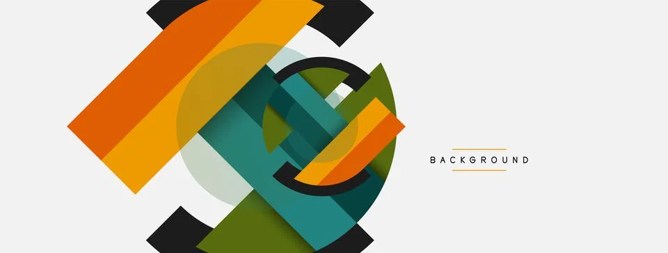 Geometric shapes composition abstract background. Circles lines and rectangles Stockillustratie
