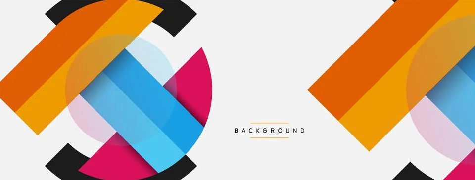 Geometric shapes composition abstract background. Circles lines and rectangles Illustrazione stock