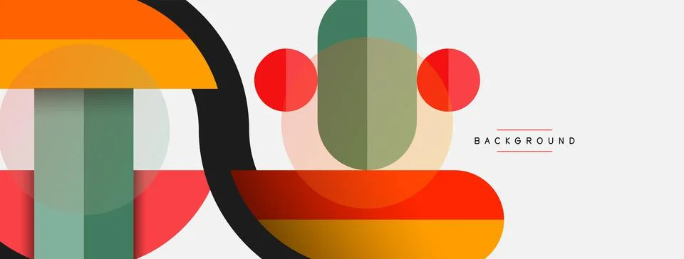 Geometric shapes composition abstract background. Circles lines and rectangles 스톡 일러스트