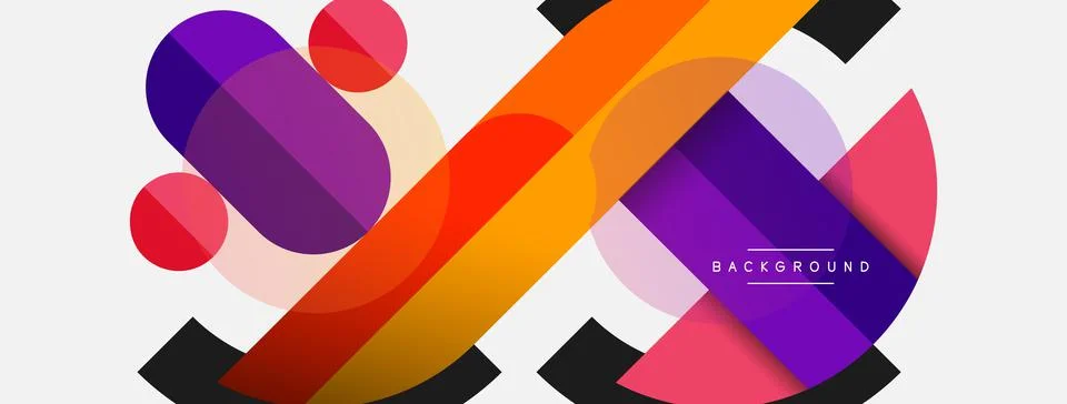 Geometric shapes composition abstract background. Circles lines and rectangles Stock Illustration