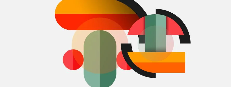 Geometric shapes composition abstract background. Circles lines and rectangles Stockillustratie