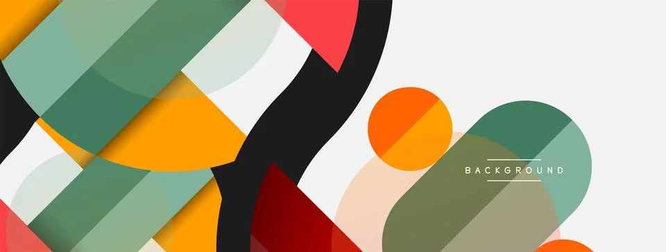 Geometric shapes composition abstract background. Circles lines and rectangles Stock Illustration