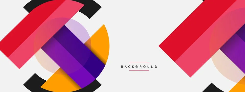 Geometric shapes composition abstract background. Circles lines and rectangles Illustrazione stock