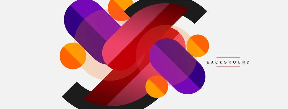Geometric shapes composition abstract background. Circles lines and rectangles Stock Illustration