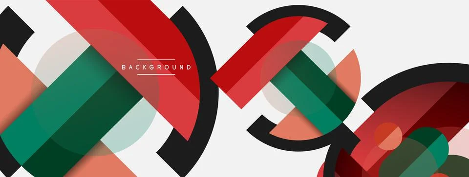 Geometric shapes composition abstract background. Circles lines and rectangles Stock Illustration