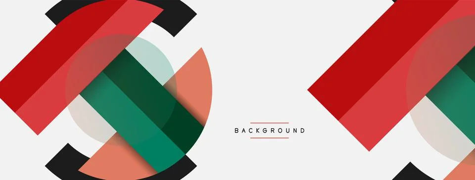 Geometric shapes composition abstract background. Circles lines and rectangles Stock Illustration
