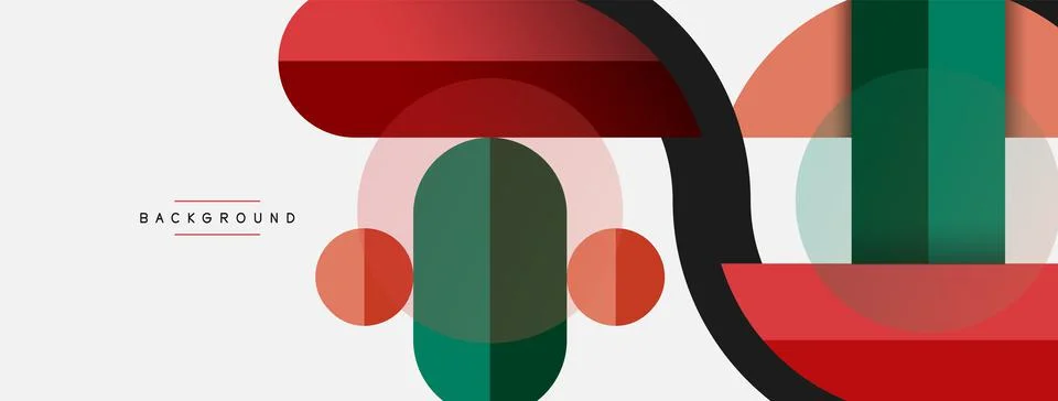 Geometric shapes composition abstract background. Circles lines and rectangles Stock Illustration