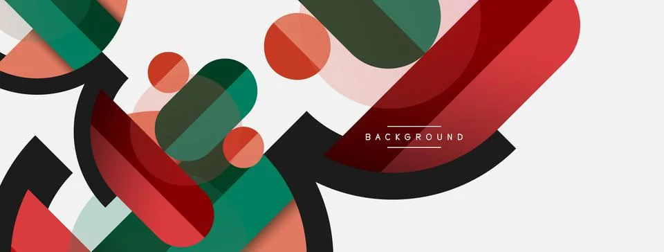Geometric shapes composition abstract background. Circles lines and rectangles Stock Illustration