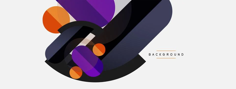 Geometric shapes composition abstract background. Circles lines and rectangles Stock Illustration