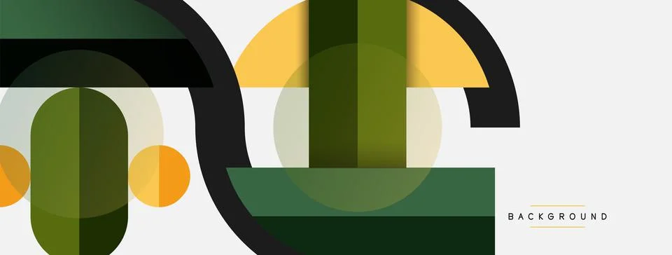 Geometric shapes composition abstract background. Circles lines and rectangles Illustration