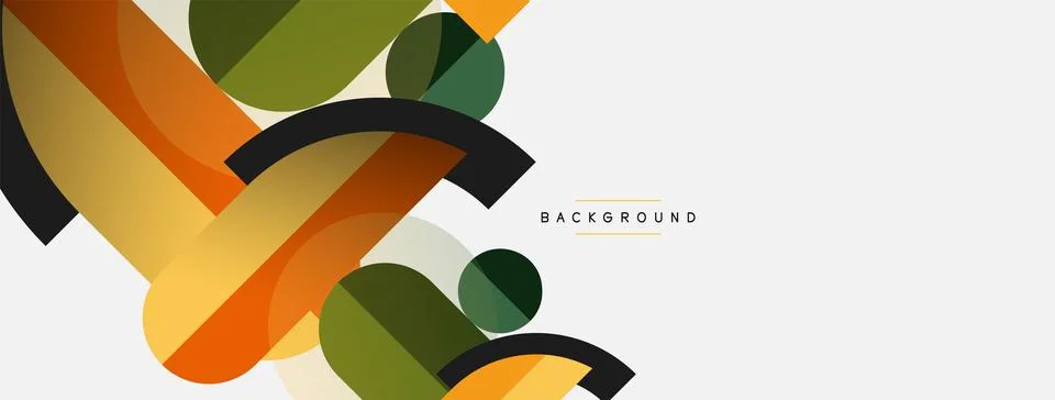 Geometric shapes composition abstract background. Circles lines and rectangles Illustrazione stock
