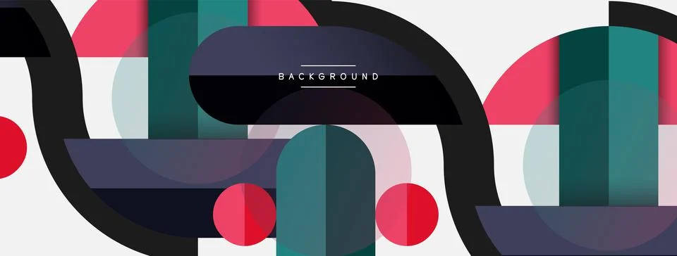 Geometric shapes composition abstract background. Circles lines and rectangles Stockillustratie