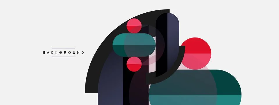 Geometric shapes composition abstract background. Circles lines and rectangles Stock Illustration