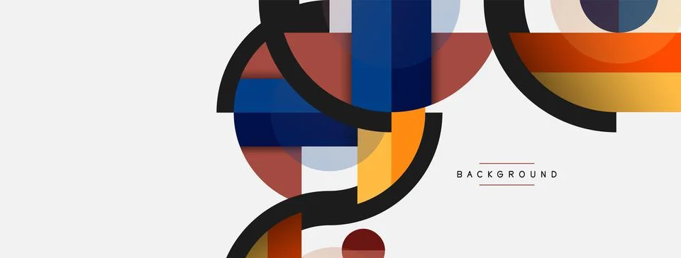 Geometric shapes composition abstract background. Circles lines and rectangles イラスト素材