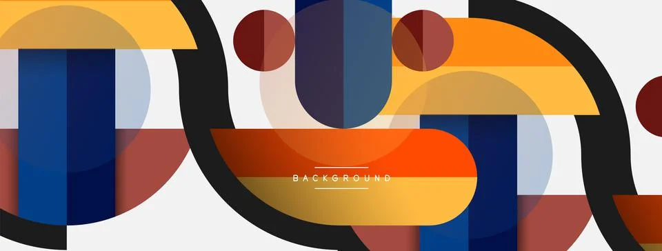 Geometric shapes composition abstract background. Circles lines and rectangles イラスト素材