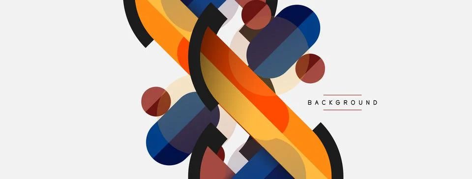 Geometric shapes composition abstract background. Circles lines and rectangles Illustrazione stock