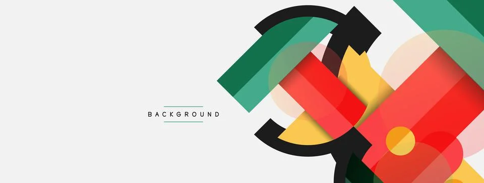 Geometric shapes composition abstract background. Circles lines and rectangles 스톡 일러스트