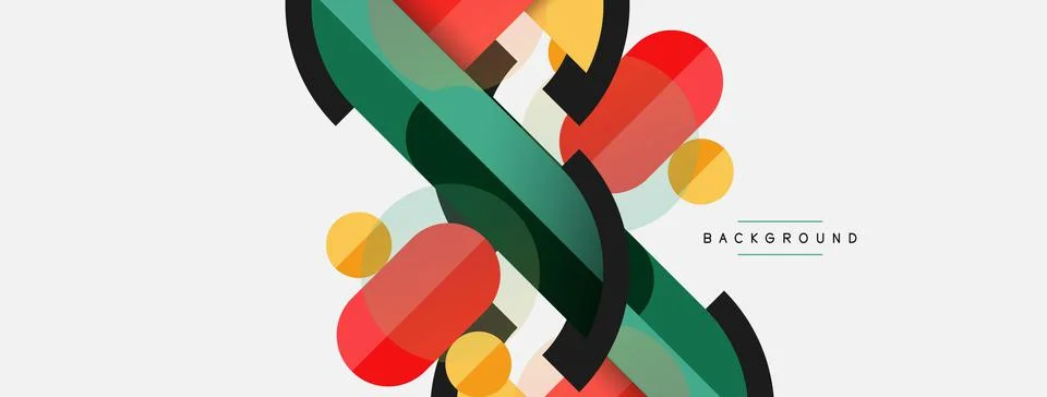Geometric shapes composition abstract background. Circles lines and rectangles Illustrazione stock