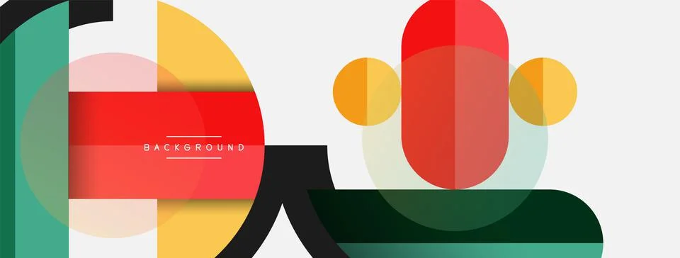 Geometric shapes composition abstract background. Circles lines and rectangles Stockillustratie
