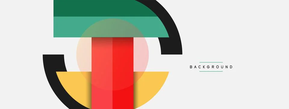 Geometric shapes composition abstract background. Circles lines and rectangles 库存插图