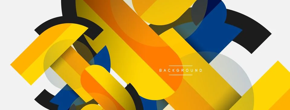 Geometric shapes composition abstract background. Circles lines and rectangles Stock Illustration