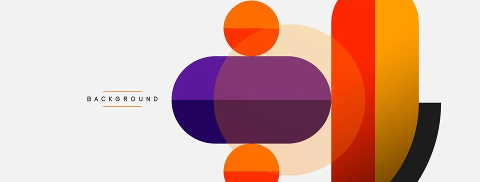 Geometric shapes composition abstract background. Circles lines and rectangles Stock Illustration