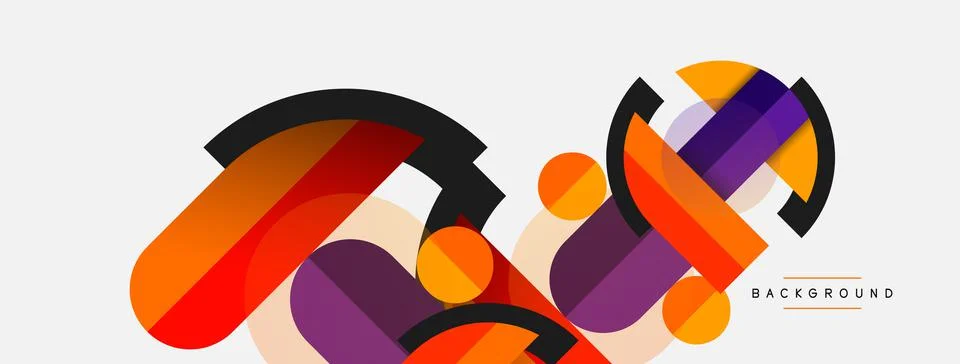 Geometric shapes composition abstract background. Circles lines and rectangles Illustration