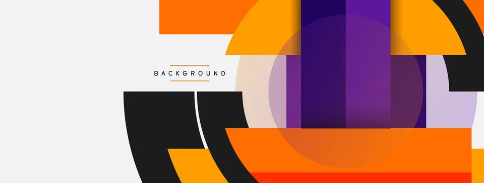 Geometric shapes composition abstract background. Circles lines and rectangles Stock Illustration