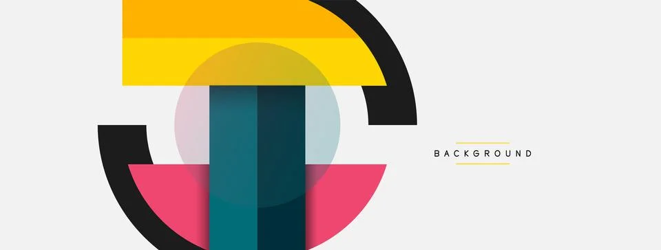 Geometric shapes composition abstract background. Circles lines and rectangles Stock Illustration