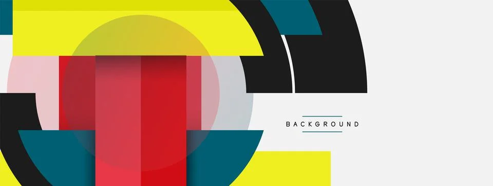 Geometric shapes composition abstract background. Circles lines and rectangles 스톡 일러스트