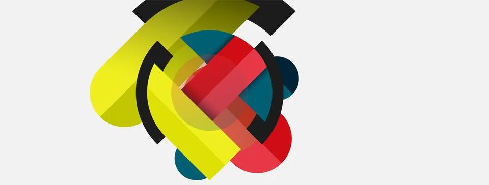 Geometric shapes composition abstract background. Circles lines and rectangles Stockillustratie