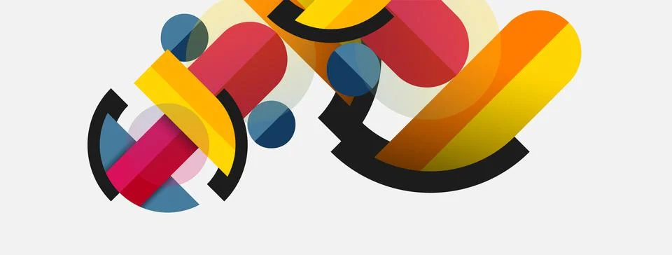 Geometric shapes composition abstract background. Circles lines and rectangles 스톡 일러스트