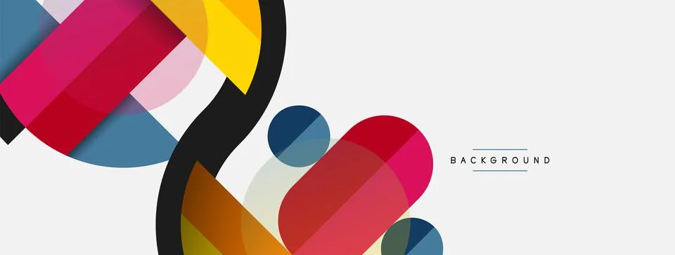 Geometric shapes composition abstract background. Circles lines and rectangles Illustration
