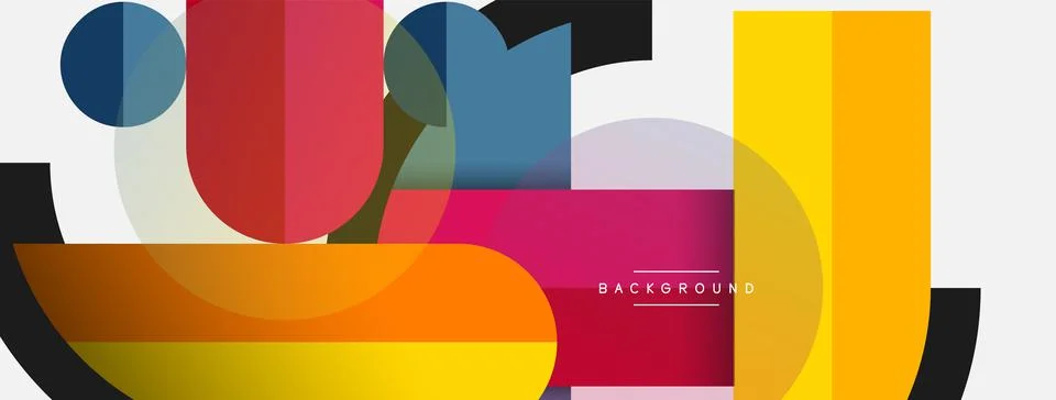 Geometric shapes composition abstract background. Circles lines and rectangles Stock Illustration