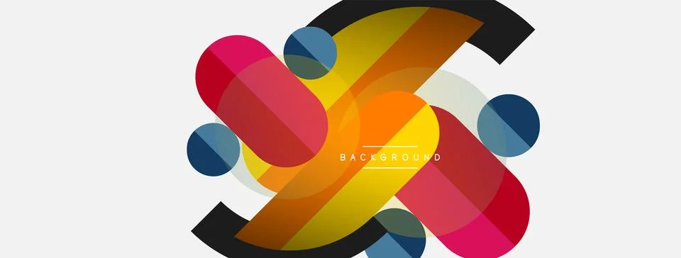 Geometric shapes composition abstract background. Circles lines and rectangles Stock Illustration
