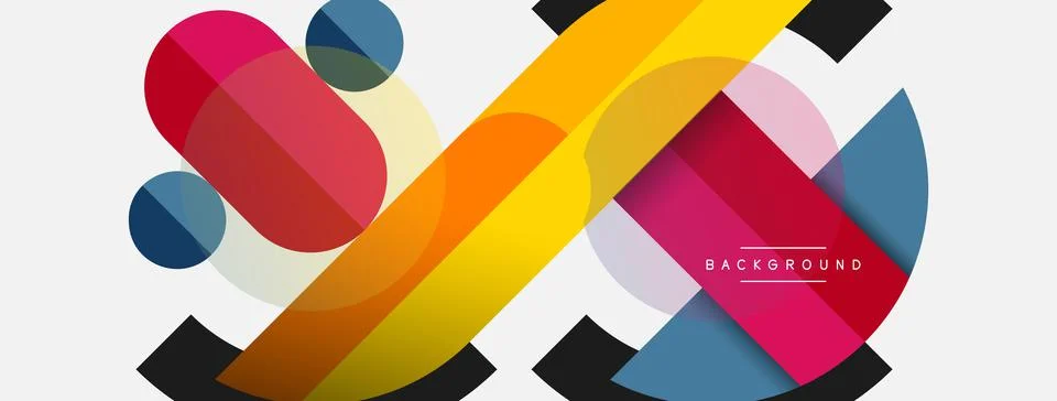 Geometric shapes composition abstract background. Circles lines and rectangles Illustration