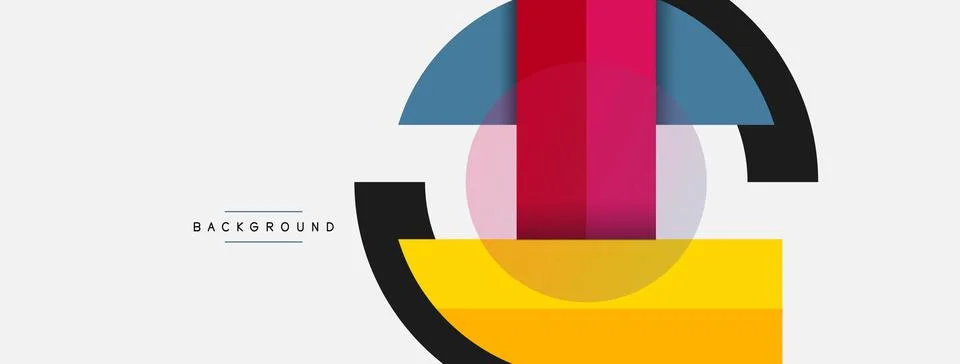 Geometric shapes composition abstract background. Circles lines and rectangles Stock Illustration